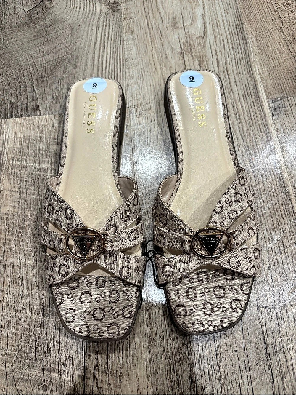 GUESS open toe sandals in Brown & Beige US 9